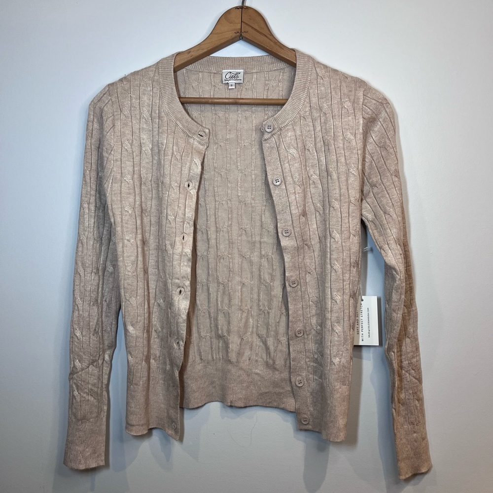 Cielo tan button cardigan women’s size small nwt rope design